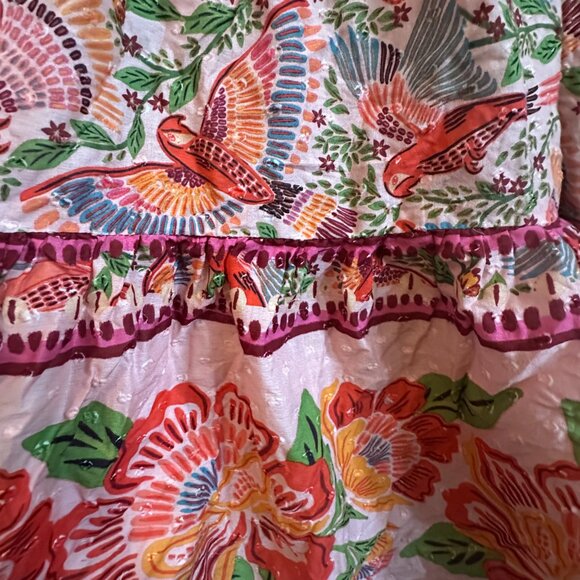 Farm Rio Pink Macaw Flight Smocked Top Maxi Dress - Picture 4 of 6